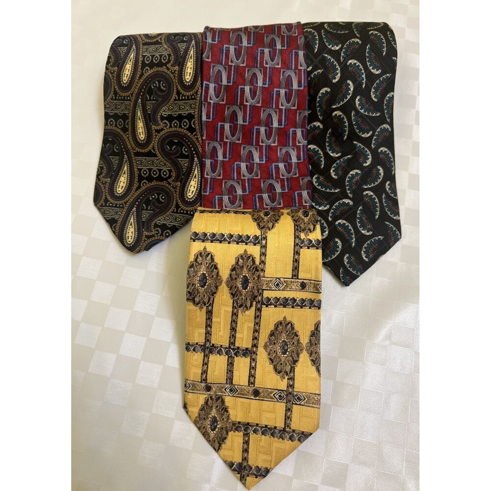 Lots Of 4 mens Tom James Repp Multicolor Silk Tie for Tall Man